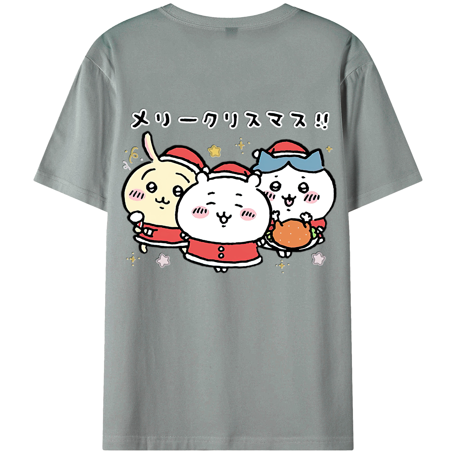 （画像用） ちいかわ ハチワレ Chii-kawa hachiware 綿100％ メンズ半袖Tシャツ（バックプリント） 通気性